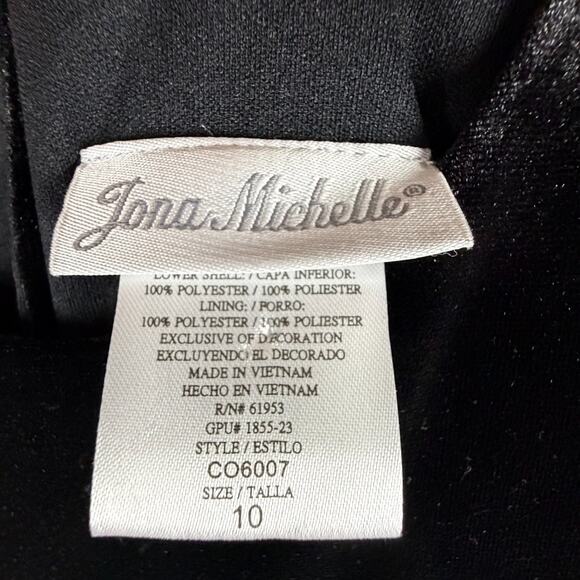 Jona Michelle Kids Black Velvet Dress Size 10 Red Glitter Mesh Lace Bow Holiday - Picture 4 of 11